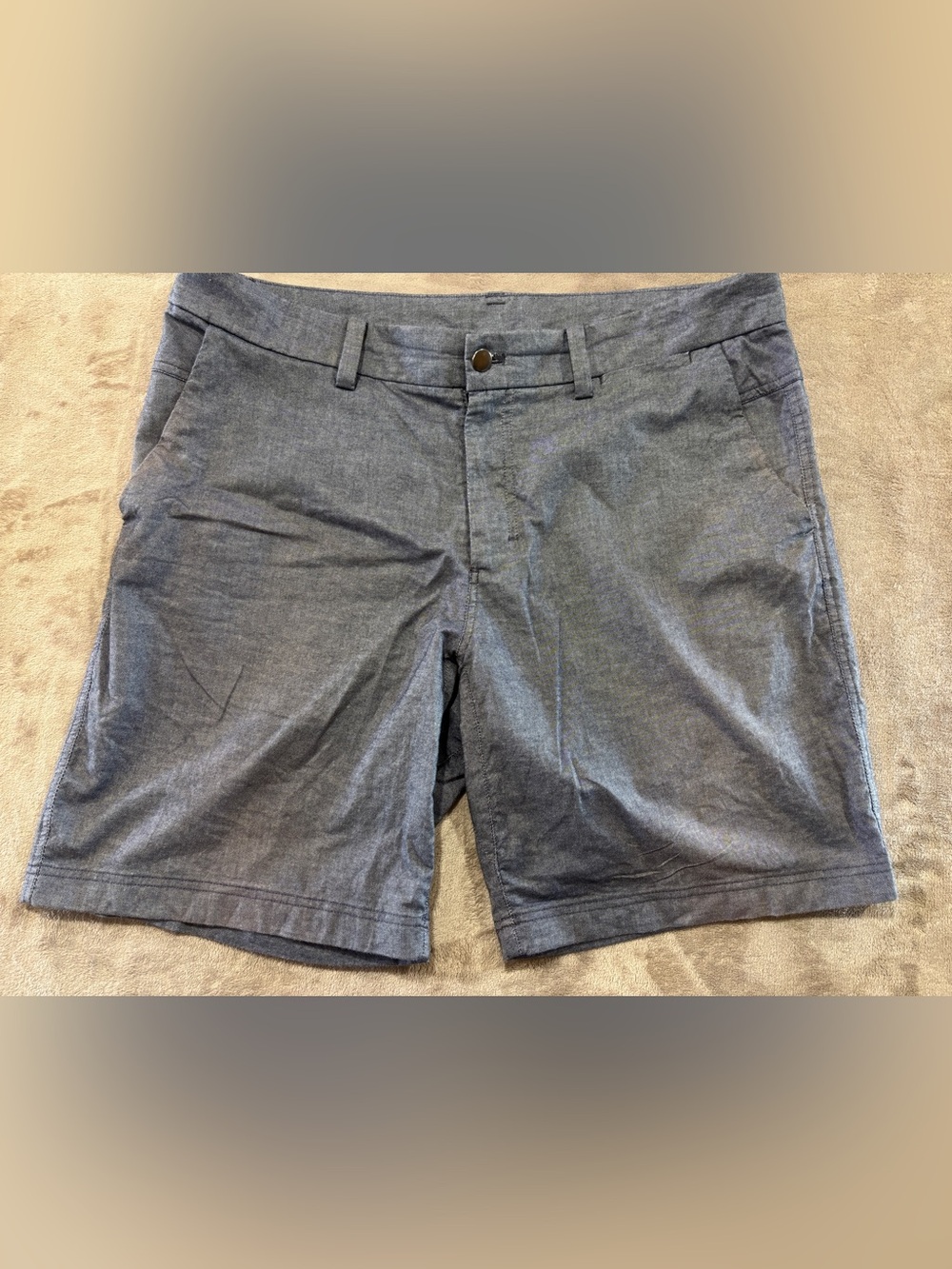 lululemon athletica Men's Heathered Slate Blue Flat-Front Shorts